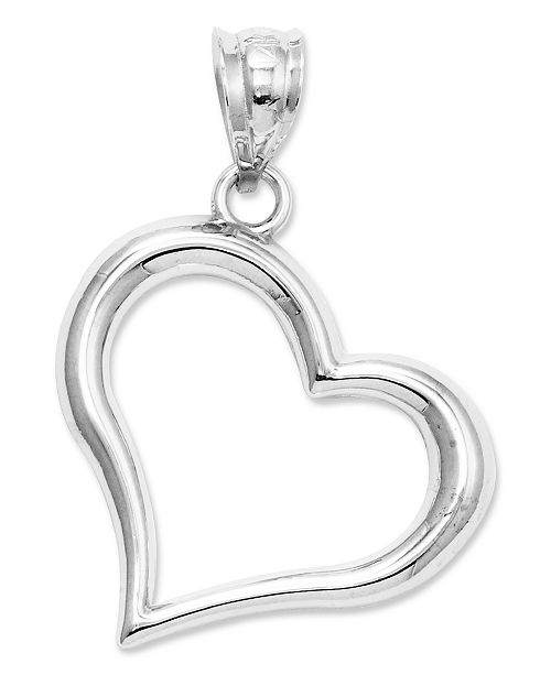 Macy's 14k White Gold Charm, Open Heart Charm - Jewelry & Watches - Macy's