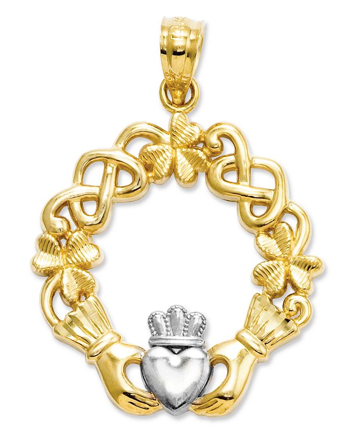 Macy's - 14k Gold and Sterling Silver Charm, Claddagh Charm