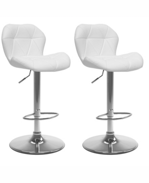 Corliving Adjustable Hex Design Barstool in Bonded Leather Set of 2