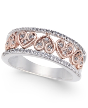 image of Diamond Heart Openwork Ring (1/4 ct. t.w.) in 14k White & Rose Gold