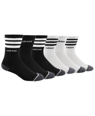 adidas - Little & Big Boys 6-Pack 3-Stripe Crew Socks
