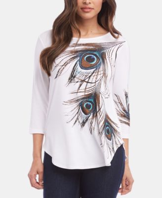 Karen Kane - Feather-Graphic Shirttail Top