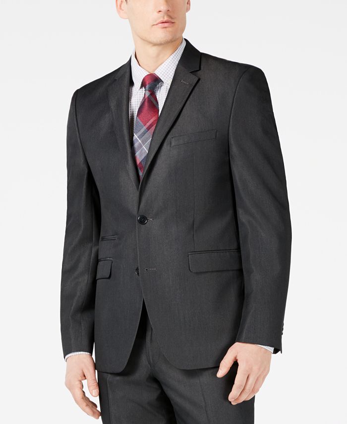 Vince Camuto Men's Slim-Fit Stretch Charcoal Solid Twill Suit Jacket ...