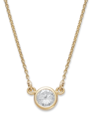 image of Bezel-Set Diamond Pendant Necklace (1/5 ct. t.w.) in 14K Gold or White Gold