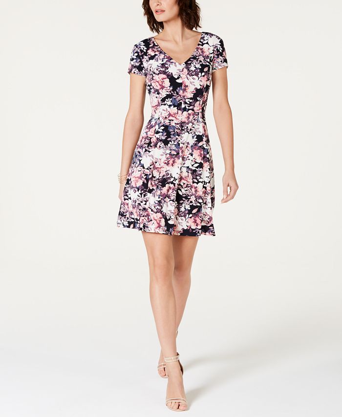Connected FloralPrint VNeck Dress Macy's