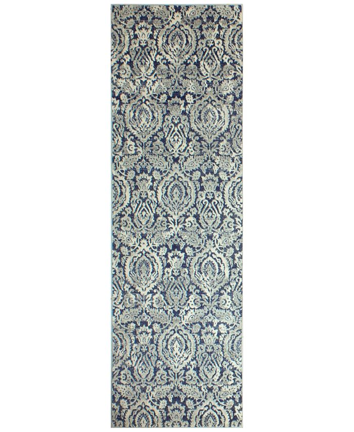 BB Rugs CLOSEOUT! Medley 5440A Dark Blue 2'6" x 8' Runner Area Rug Macy's