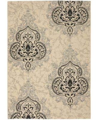 Courtyard CY7926 Creme and Black 8' x 11' Outdoor Area Rug
