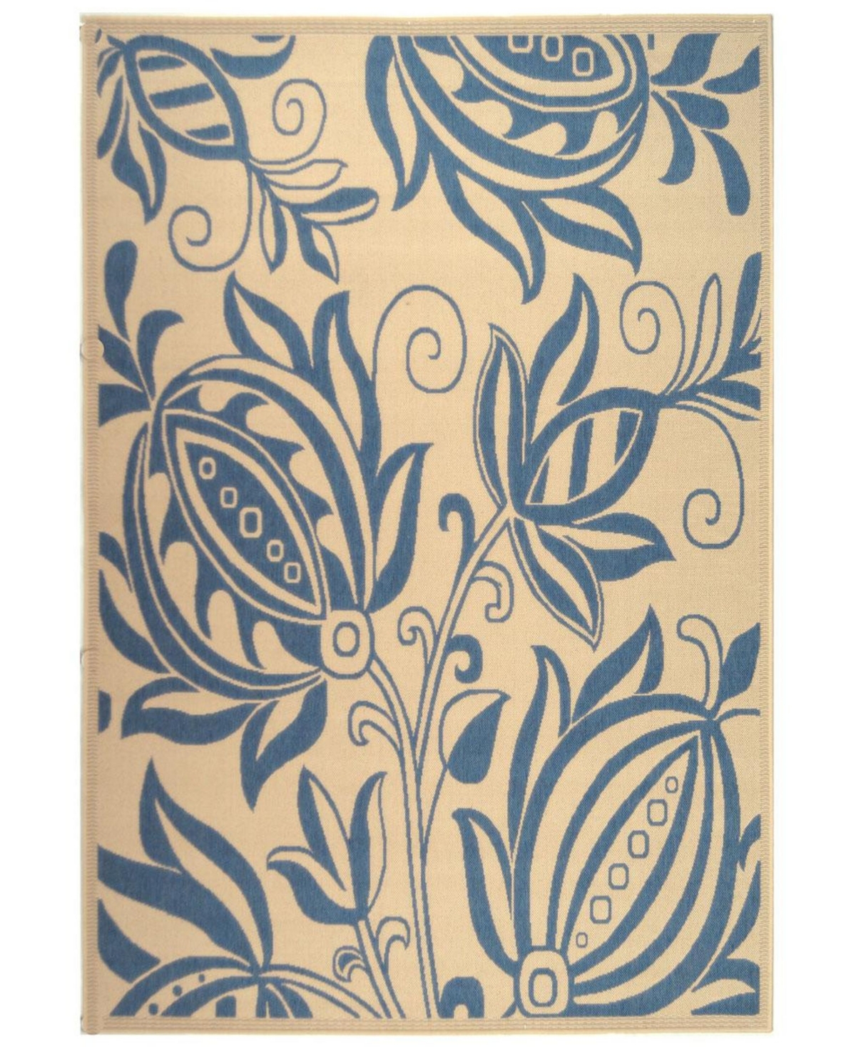 Safavieh Courtyard Natural and Blue 9' x 12' Outdoor Area Rug - Natural /