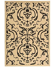 Courtyard Sand and Black 7'10" x 7'10" Sisal Weave Square Area Rug