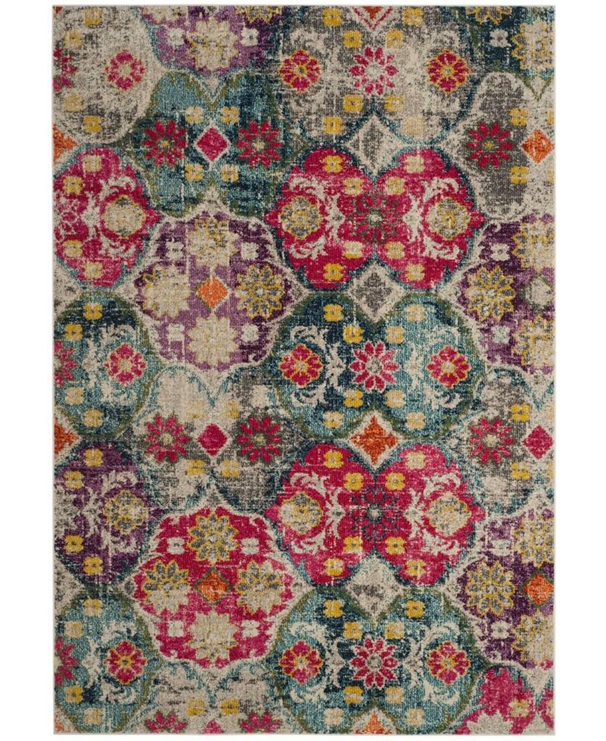 Safavieh Monaco Gray and Fuchsia 6'7in x 9'2in Area Rug - Gray