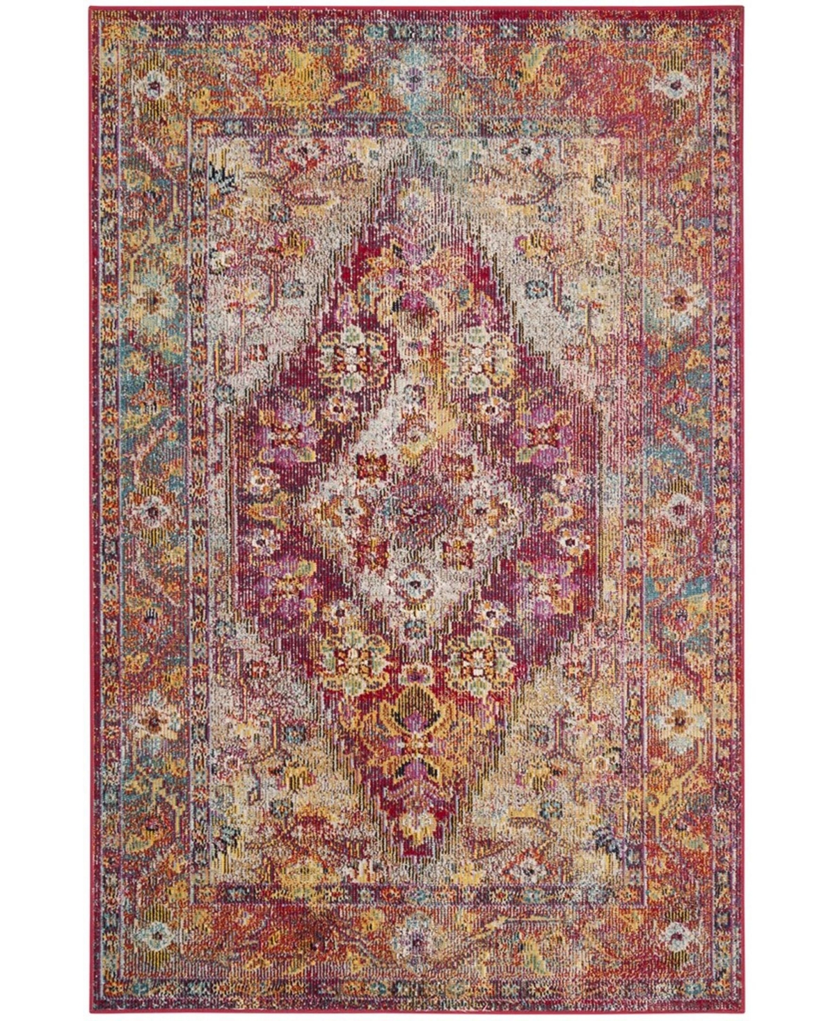 Safavieh Crystal Light Blue and Fuchsia 6'7in x 9'2in Area Rug - Light Blue