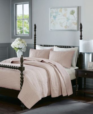 Madison Park Signature Serene Hand Quilted Cotton Coverlet Sets In Linen