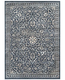 Vintage Blue and Light Gray 6'7" x 9'2" Area Rug