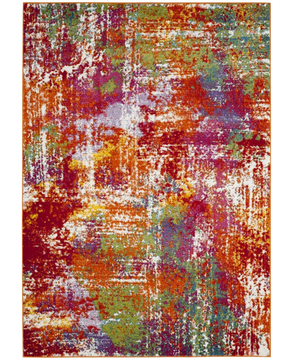 Safavieh Watercolor Orange and Green 6'7in x 9' Area Rug - Orange