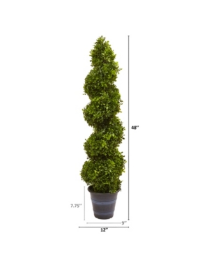 Shop Nearly Natural Boxwood Spiral Topiary W/ Planter In Green