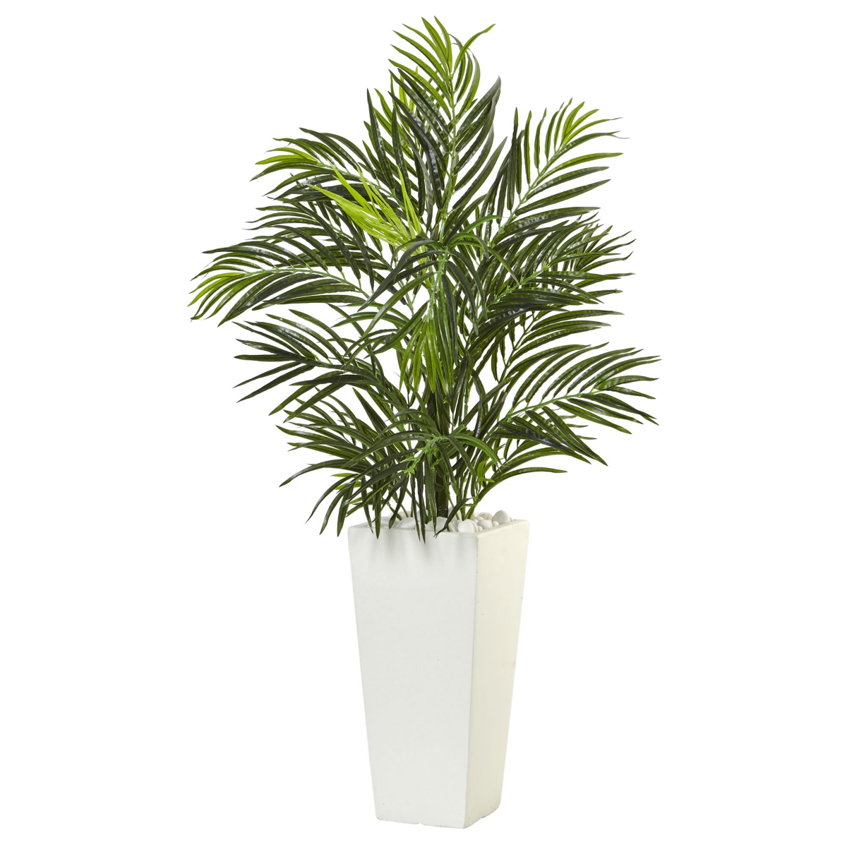 NEARLY NATURAL 39"H ARECA ARTIFICIAL PALM IN WHITE SQUARE PLANTER 