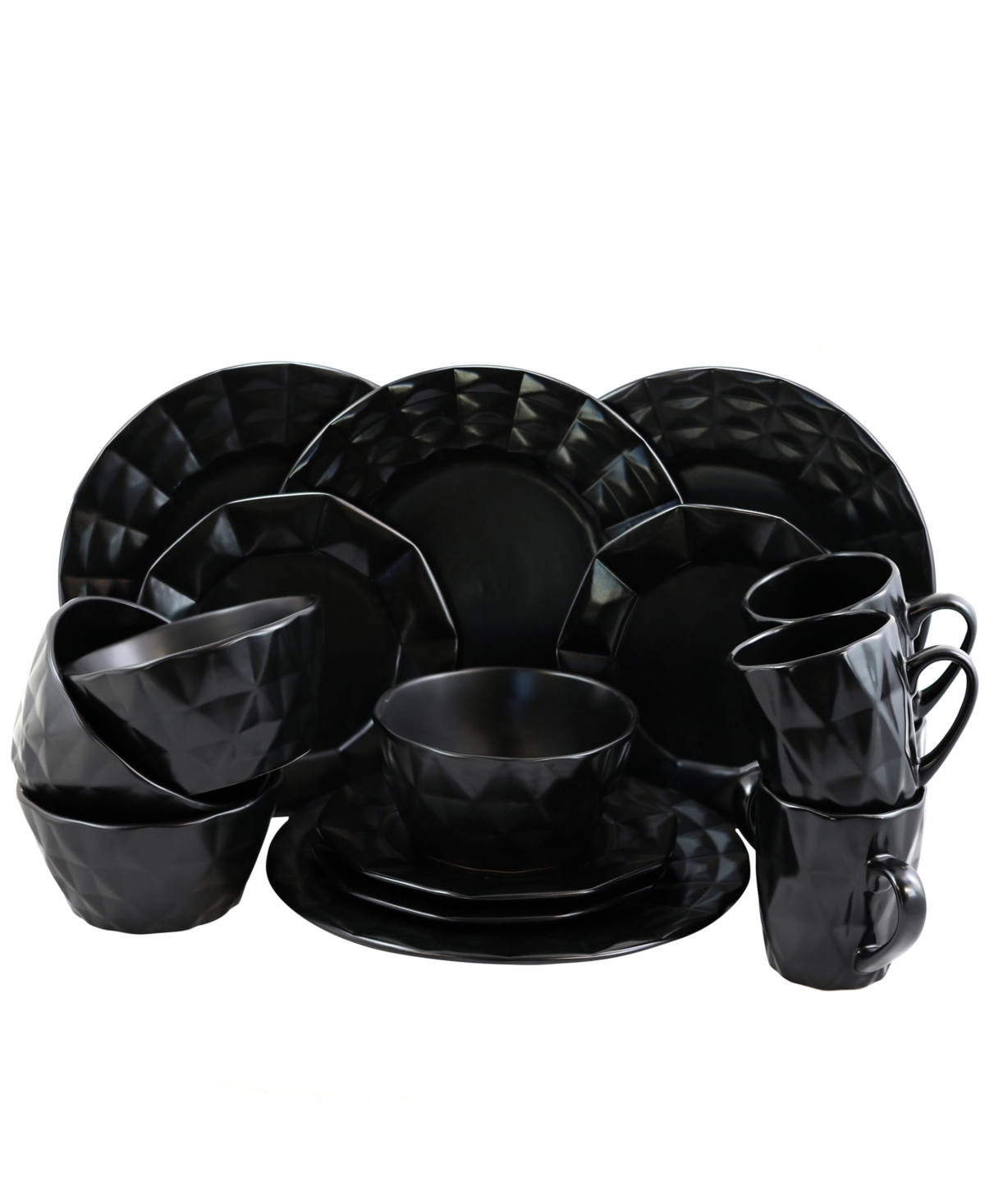 Retro Chic 16 Pc. Dinnerware Set, Service for 4 - Black