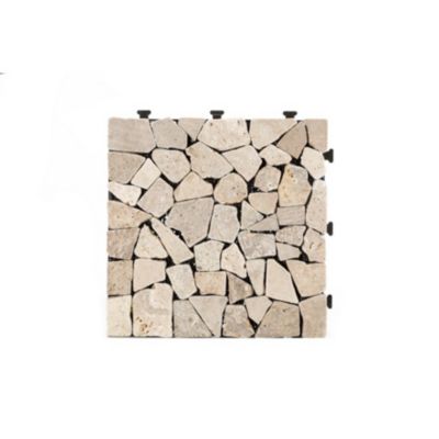 Courtyard Casual Natural Tavertine Stone Deck Tile, 6 Piece Set