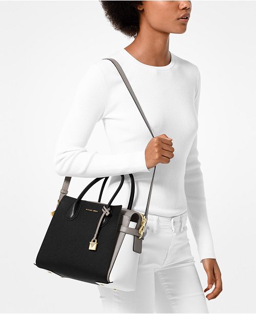 Mercer Belted Tricolor Pebble Leather Satchel