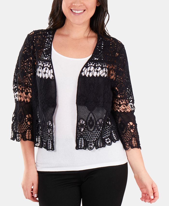NY Collection Cotton Ruffled Lace Shrug Macy's