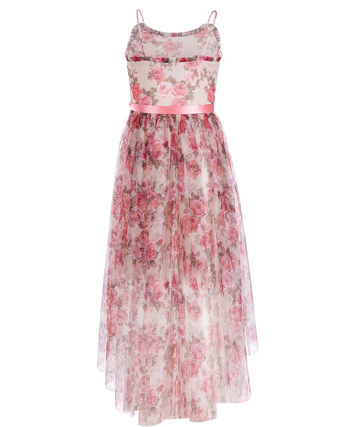 Pink & Violet Big Girls Floral-Print Mesh Dress - Macy's