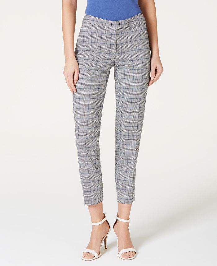 Anne Klein Plaid Extended-Tab Pants - Macy's