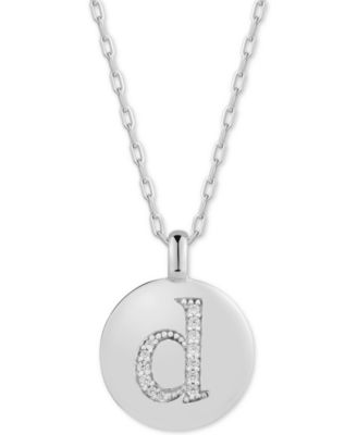 Photo 1 of CHARMBAR? Swarovski Zirconia Initial Reversible Charm Pendant Necklace in Sterling Silver, Adjustable 16"-20"