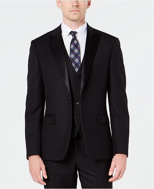 Ryan Seacrest Distinction Men S Slim Fit Stretch Black Tuxedo Suit