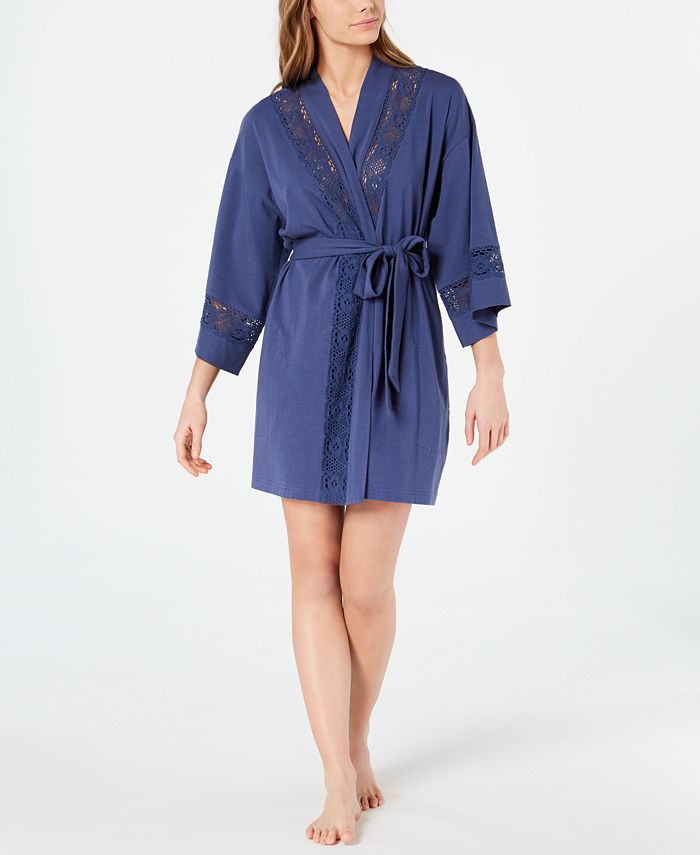 Charter Club Embroidered Lace Soft Knit Robe, Created for Macy's Macy's