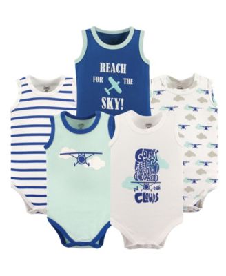 Baby Boys Sleeveless Cotton Snap-Crotch Undershirts