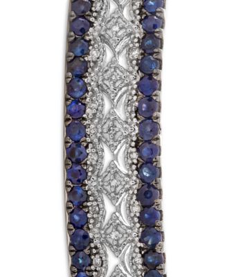 Sapphire (1-3/4 ct. t.w.) & Diamond (1/10 ct. t.w.) Bangle Bracelet in Sterling Silver (Also Available in Ruby & Emerald)