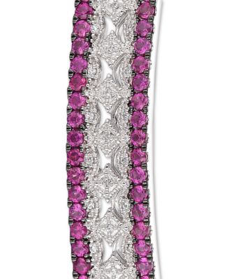 Sapphire (1-3/4 ct. t.w.) & Diamond (1/10 ct. t.w.) Bangle Bracelet in Sterling Silver (Also Available in Ruby & Emerald)