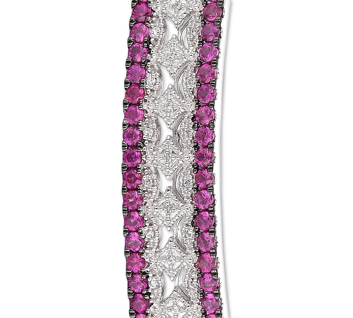 Sapphire (1-3/4 ct. t.w.) & Diamond (1/10 ct. t.w.) Bangle Bracelet in Sterling Silver (Also Available & Emerald) - Ruby