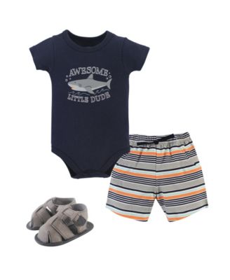 Cotton Bodysuit, Shorts and Shoe Set