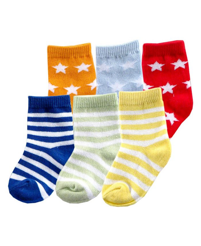Luvable Friends Striped Combo Socks, 6Pack, Blue 012 months Macy's