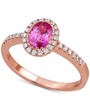 image of Pink Sapphire (1 ct. t.w.) & Diamond (1/5 ct. t.w.) Ring in 14k Rose Gold