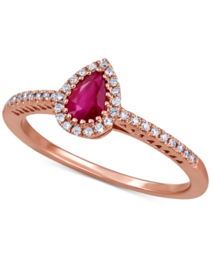 image of Certified Ruby (1/2 ct. t.w.) & Diamond (1/8 ct. t.w.) Ring in 14k Rose Gold