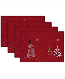 Embroidered Snowman Placemat, Set of 4