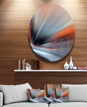 Design Art Designart 'rays Of Speed Large Lines' Abstract Circle Metal Wall Art In Gray