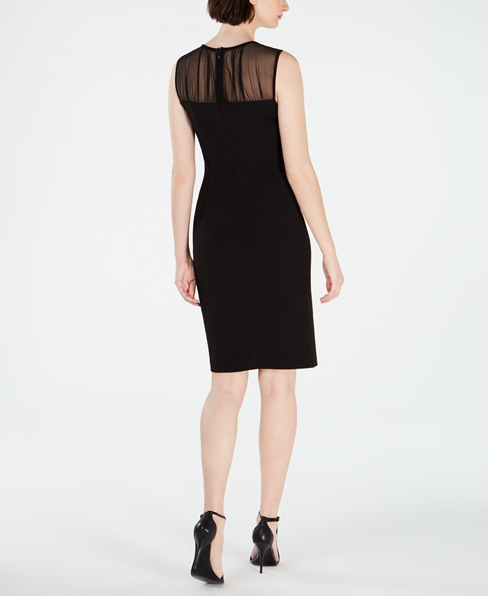 Calvin Klein Petite Illusion-Yoke Sheath Dress - Macy's