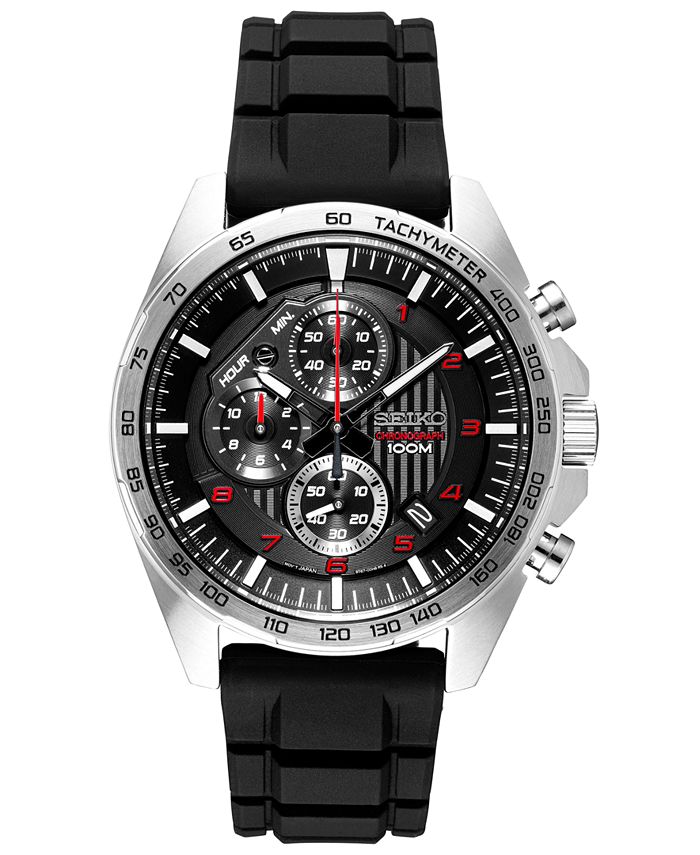 Seiko Men's Chronograph Black Silicone Strap Watch  & Reviews - All  Watches - Jewelry & Watches - Macy's