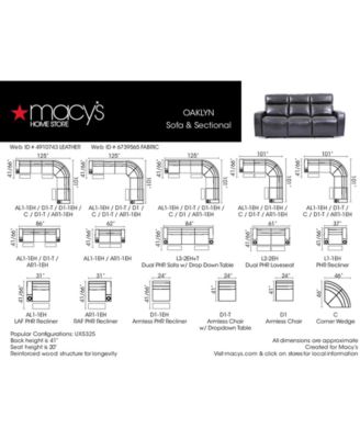 Furniture Oaklyn 6-Pc. Leather Sectional Sofa with 3 Power Recliners, Power Headrests, USB Power Outlet & 2 Drop Down Tables