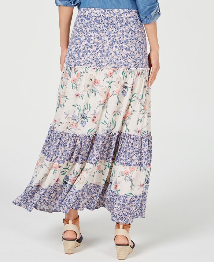 Style & Co Mixed-Print Tiered Maxi Skirt, Created for Macy's - Macy's