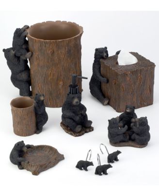 Black Playful Bears Lodge Resin Bath Accessories