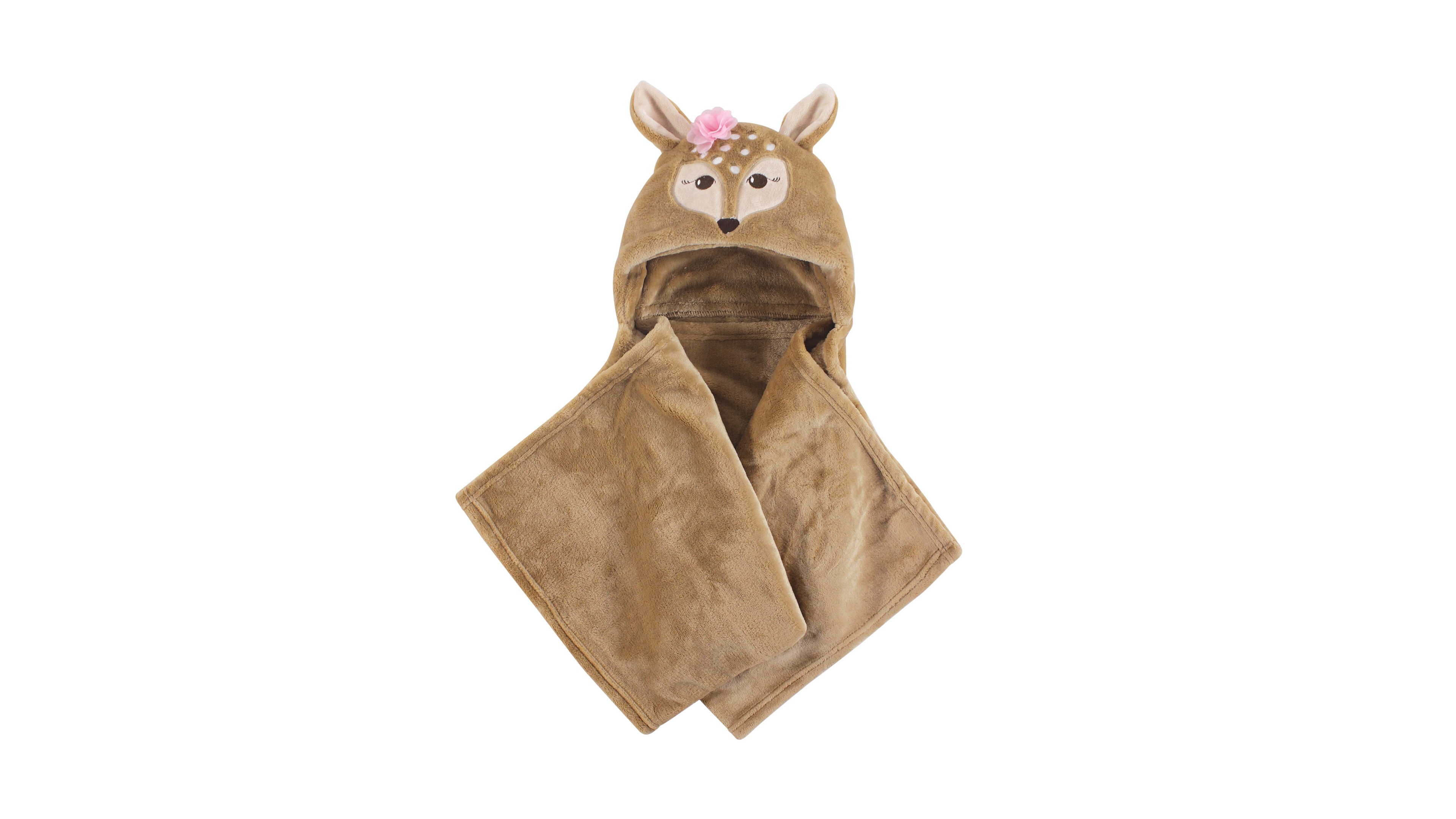 Hudson Baby Girls Hooded Animal Face Plush Blanket