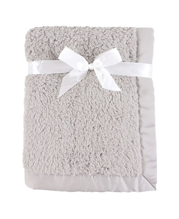 Hudson Baby Sherpa Blanket with Satin Binding, Gray, One Size Macy's