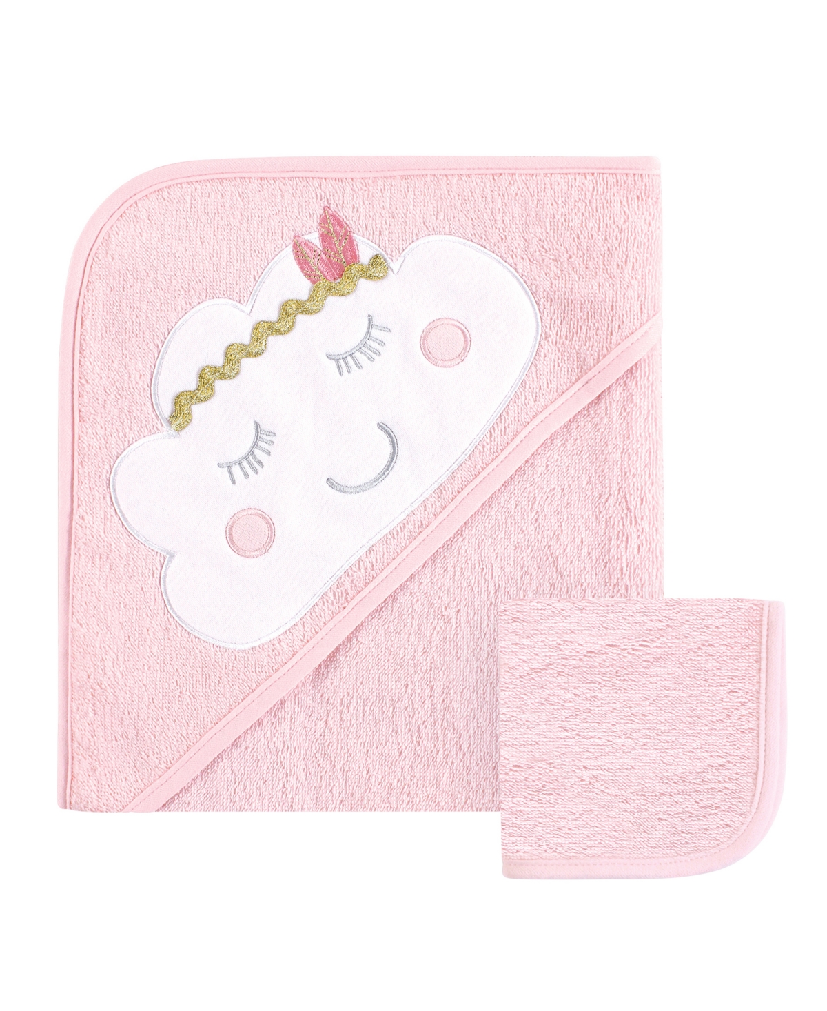 Hudson Baby Girls Cotton Hooded Towel and Washcloth
