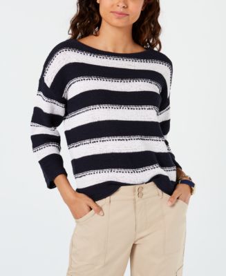 Tommy Hilfiger Striped Drop-Shoulder Sweater, Created for Macy's ...