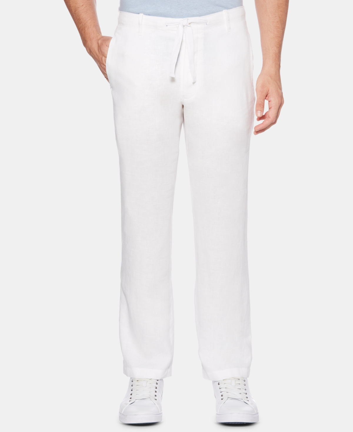 Men's Regular-Fit Linen Drawstring Pants - Bright White