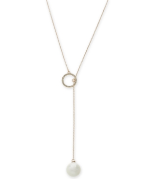 image of Inc Imitation Pearl and Pave Circle Lariat Necklace, Created for Macy-s